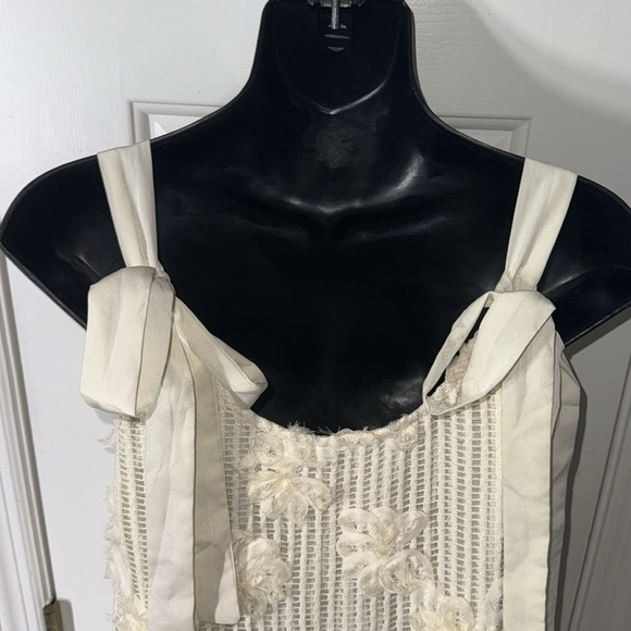 Anthropologie En Saison Cream Reese Floral Appliqué Open Stitch Cool Maxi Size S - Picture 10 of 14